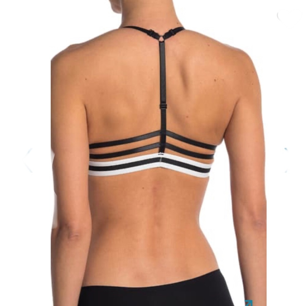 ⏰TODAY ONLY‼️ 🆕 FRENCH AFFAIR Lace Strappy Bralette t-back black & white - Picture 3 of 9